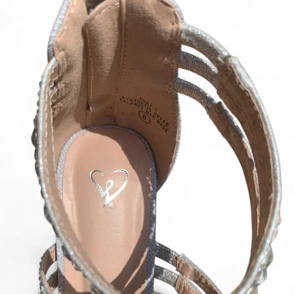 Silver Crystal Cage Stilettos with Heel Zipper-Windsor-Shay-Size 8 - Picture 10 of 10
